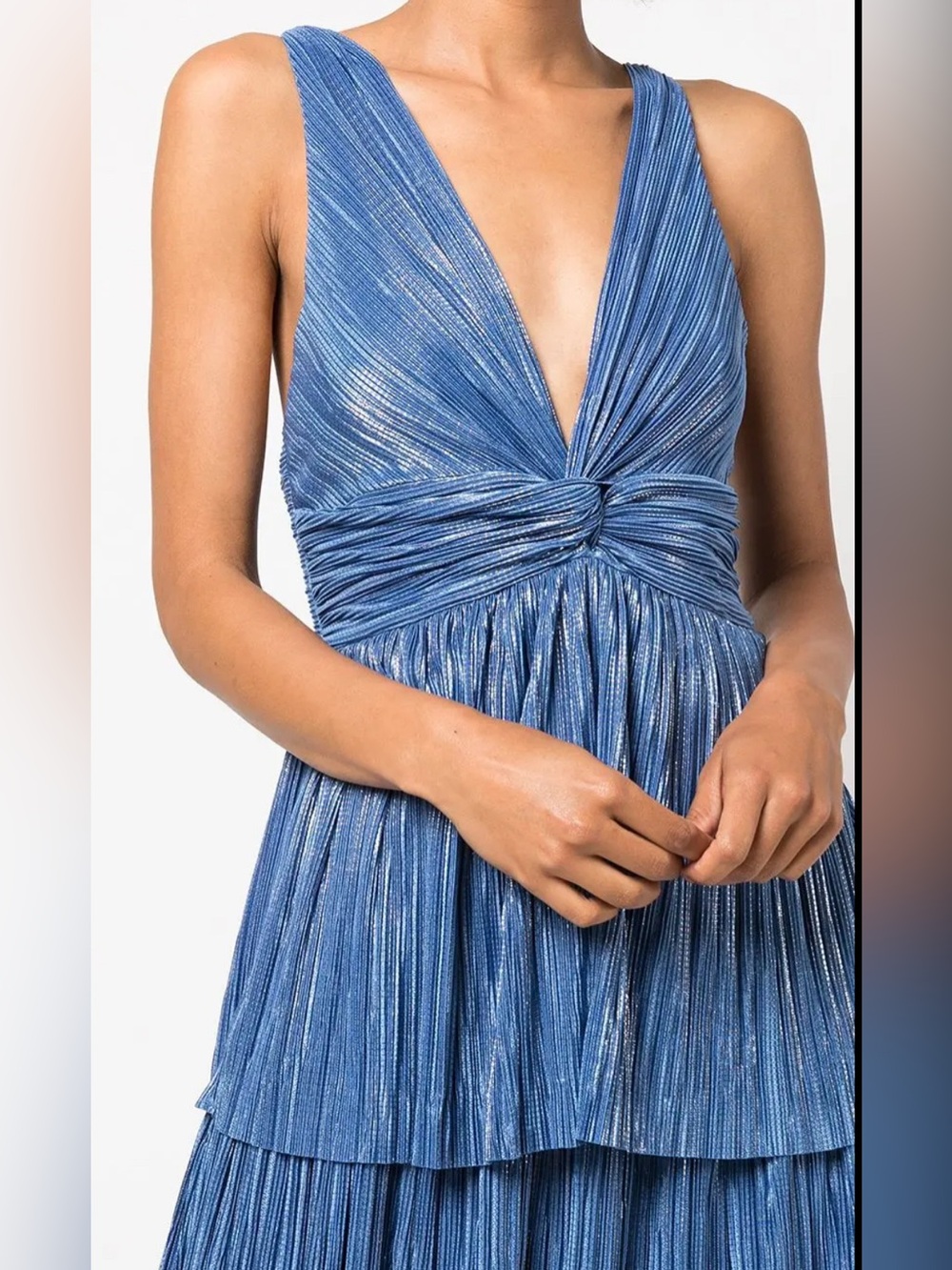 Sabina Musayev Delphina Twist Front Tiered Pleated V-Neck Maxi Dress - Picture 3 of 8